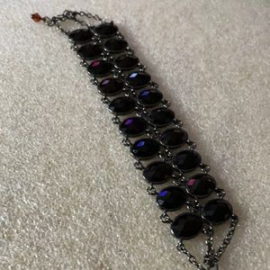 Vintage faced garnet color beads wide bracelet